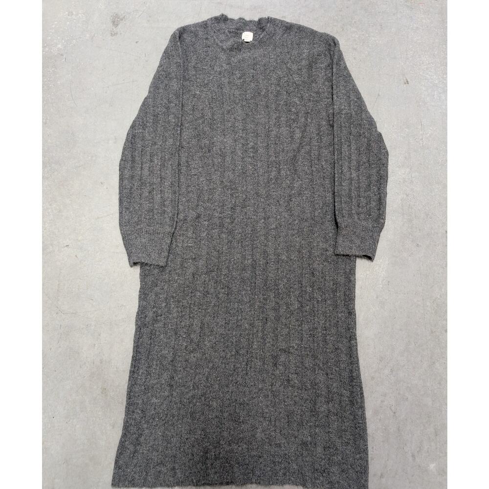 New Day Women XXL Gray Long Sleeve Textured Knit Midi Pullover Sweater Dress